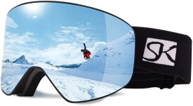 [Atzone] スキーゴーグル スノーゴーグル 平面 フレームレス ダブルレンズ 曇り止め 180°広視野 UV400カット 紫外線防止 通気/防風/防雪/防塵/軽量/耐衝撃 3層スポンジ ヘルメット対応 撥水加工 男女兼用 スキー 登山
