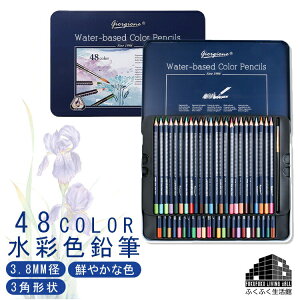 【giorgione/48色セット/水彩色鉛筆/人間工学】 高級 水彩 色鉛筆 48色 セット 缶入色鉛筆 水彩画 スケッチ 画材 プレゼント 子供 こども 夏休み 鉛筆 筆記具 入学 卒業 誕生日祝い 記念日祝い 文