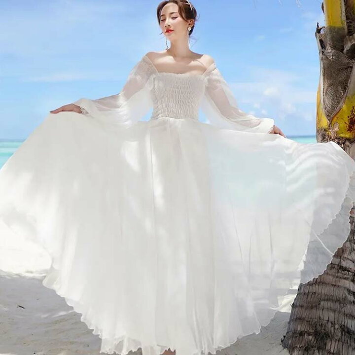 楽天市場】 マキシ丈ワンピース ホワイト 白いワンピ 総レース  