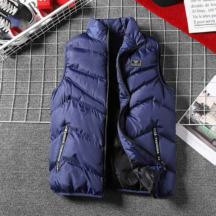 楽天市場 中綿ベスト ダウンベスト ダウン おしゃれ メンズ 男性 ベスト 軽量 あったか ダウンベスト アウター ジップアップ 無地 保温性 防寒対策 暖かい カジュアル 秋冬 福見る店