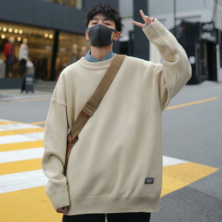 楽天市場 全8色 4サイズ ニット セーター メンズ ラウンドネックニット 秋服 冬服 ニットセーター メンズニット メンズセーター 厚手 冬 暖かい あったか 秋 秋冬 ゆったり 大きサイズ 福見る店