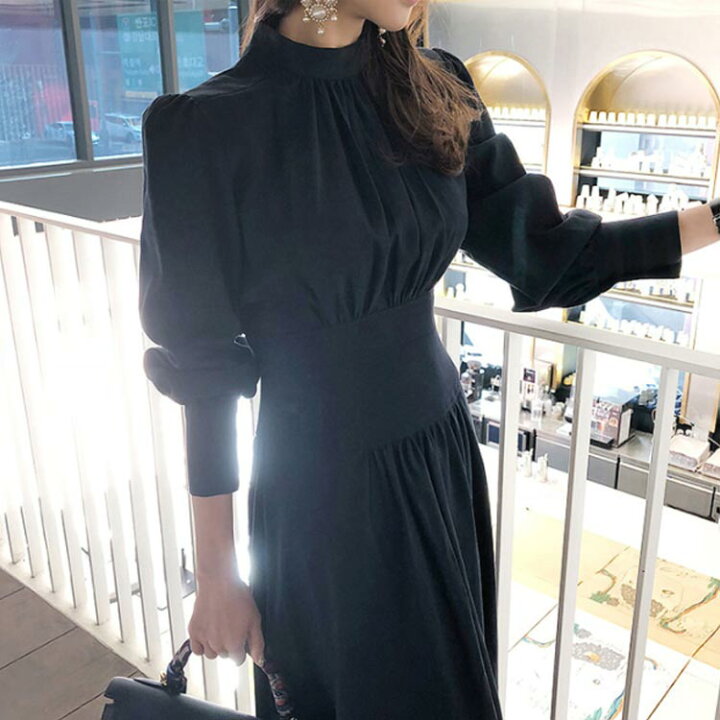 楽天市場 ワンピース ロングワンピース レディース ロング丈 長袖 体型カバー Aライン キレイめ 着痩せ Ol 通勤 上品 大人 ゆったり 冬秋 秋服 ファション送料無料 福見る店
