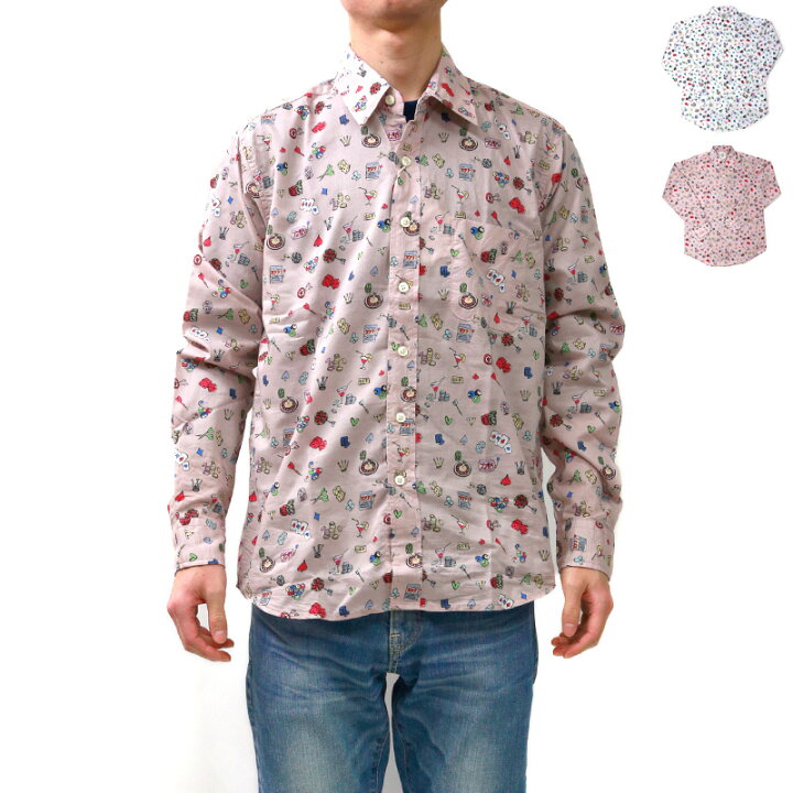 楽天市場】シャーキーズ レギュラーカラー長袖シャツ カジノ柄 : 服  