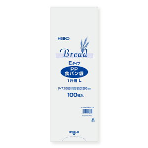 PP食パン袋 1斤用L Eタイプ 0.025x125/250x360mm #006721412