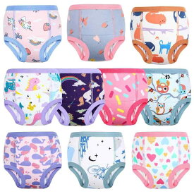 MooMoo baby コットン トレーニングパンツ 6層 10枚 強い吸水性 通気性 幼児のトイレトレーニングパンツ 下着 赤ちゃん 女の子 男の子用 2T-9T