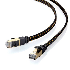 �T�����T�v���C(Sanwa Supply) LAN�P�[�u�� CAT8 ���b�V���t���b�g 40/25Gbps/2000MHz �M�K�r�b�g �C�[�T�l�b�g�P�[�u�� RJ45�R�l�N�^ �c���܂�h�~ (5m) �u���b�N KB-T8MEFL-05BK