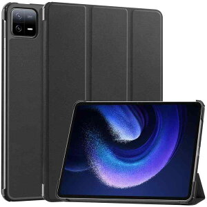 For Xiaomi Pad6 / Pad6 Pro �P�[�X Kluso ���y�� �ɔ� ����PU ���U�[ �J���O�� �X�^���h �@�\ �X�}�[�g�J�o�[ �[�d�Ή� �V���I�~ (�u���b�N)