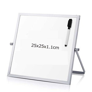 Ailenlan ホワイトボード 卓上 Whiteboard magnetic 25×25CM 自立式 両面 メッセージボード スタンド付き 小型 メモボード ホワイトボード お絵かき メモ 伝言板 掲示板 スケジュール管理 セクション