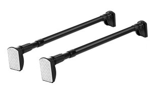 強力 つっぱり棒110〜200cm 2個セット 突っ張り棒2m 2本 ブラック 伸縮棒 ステンレス 強負荷 ドリル不要 カーテンロッド シャワーカーテンロッド 耐荷重15~30kg パイプ直径2.5cm (直径25mm 取付寸法1