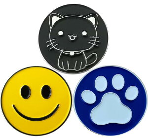 Adhere ゴルフ マーカー ゴルフキ磁気 ロゴボールマーク かわいい猫犬 肉球 デザイ3個入り 含まない 台座 (E ゴルフ マーカー ・3個入)