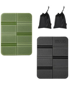 YFFSFDC 折り畳み マット 2個セット 座布団 収納袋付き 軽量 アウトドア キャンプ ピクニック 花見 コンパクト 防水 レジャー サウナ ブラック+ダークグリーン(黒1枚+ダークグリーン1枚)