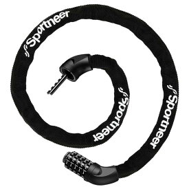 Sportneer 自転車鍵 チェーンロック 5桁ダイヤル式 自転車ロック 軽量 長さ100cm 重さ375g バイクロック パスワード自由設定 カギ不要 黒 4mm チェーン ダイヤルロック 盗難防止 日本語取扱説明書
