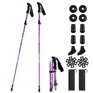 Besince トレッキングポール 2本セット 7色 折りたたみ 超軽量 T型 五段式 トレッキングステッキ アルミ製 スティック トレッキング ウォーキングポール 伸縮 山登り 杖 軽量295g 登山杖 身長160