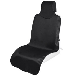 TanYooカーシートカバー 防水シートカバー 前席用 軽/普通車適用 ずれにくい ヘッドレスト部と座面部一体化 エプロンタイプ シート保護 バックル付き 継ぎ目強化改良 ブラック フロント 1枚