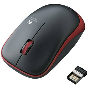 エレコム マウス ワイヤレス (レシーバー付属) Mサイズ 3ボタン IRセンサー 省電力 レッド M-IR07DRRD