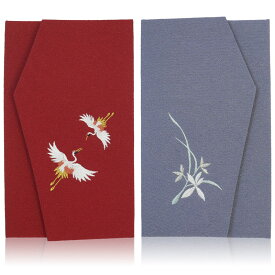 ふくさセット 袱紗 慶弔両用 高級ちりめん刺繍 ふくさセット 箱付き 鶴 慶弔両用 結婚 内祝い おしゃれ かわいい 紫