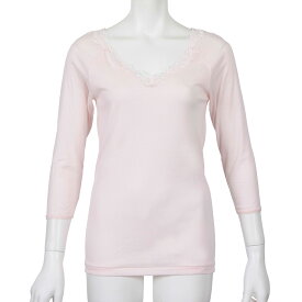 インナー トップス レディース ピマ 七分袖 綿100% 32-8758 Mサイズ レッド系 婦人 女性 フクスケ fukuske 福助 公式