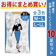 福助 満足 ストッキング パンティストッキング 着圧 無地 10足組 伝線しにくいノンラン設計 つま先 補強 …