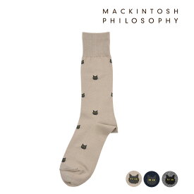 MACKINTOSH PHILOSOPHY(マッキントッシュ フィロソフィー) ： ネコ柄 ソックス クルー丈 (6M397) 紳士 男性 メンズフクスケ fukuske 福助 公式