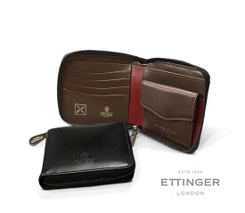 [ETTINGER社公認正規販売店]●005 ETTINGER / エッティンガー BLACK-HAVANA-EASTER ROSEジップウォレット4C/カード＆コインパース 2097JR ブラック×ハバナ×イースターローズ ( メンズ/別注/レザー/二つ折り財布/小銭入れ )