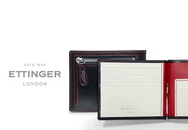 [ETTINGER社公認正規販売店]ETTINGER / エッティンガー NAVY-WHITE-RED ( RUBY ) COLLECTION●007 MONEY CLIP WITH ZIP 小銭入れ付きマネークリップ 2194EJ ( メンズ/レザー/二つ折り財布/札ばさみ )