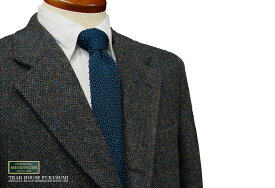 ★I型 ( アメリカントラッド型・3ツ釦段返り ) HARRIS TWEED JACKET ハリスツイード ジャケット 濃紺系ミックスヘリンボーン柄 [ 970704 ] トラッドジャケット