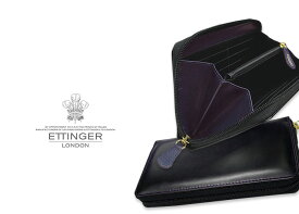 [ETTINGER社公認正規販売店]●003 ETTINGER / エッティンガー BLACK-PURPLE EURO COLLECTIONラウンドジップロングウォレット 2051JR ブラック×パープルユーロ コレクション ( 別注/長財布/レザー/札・小銭・カード入れ/メンズ )