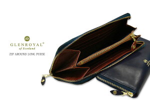 �y���{���K�A���㗝�X���i+���[�J�[3�����ۏ؂���z�O�������C���� / GLENROYAL ��ZIP AROUND LONGPURS 03-6029 ���E���h�W�b�v�����O�E�H���b�g ��007 ( DARK BLUE×OXFORD TAN ) �I�b�N�X�t�H�[�h�^�� �y ���S