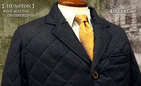 LAVENHAM / ラベンハム [ HUNSTON / ハンストン ] ●650 / NAVY FLANNEL フランネル キルティングチェスターコート メンズ / MENS