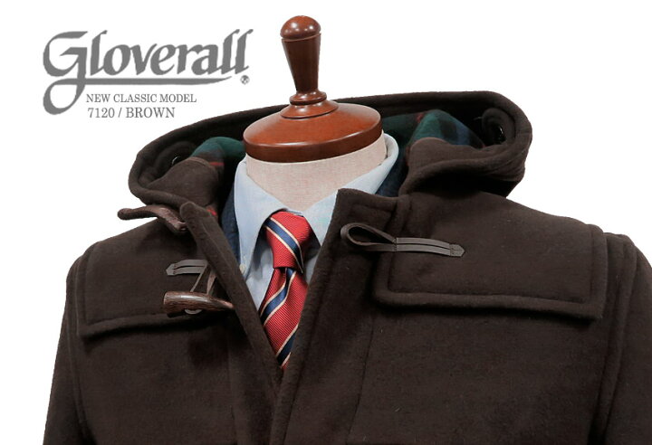 GLOVERALL ダークオリーブブラウン色 ダッフルコート フード付き 
