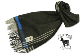HILLTOP / ヒルトップ マフラー Super fine Merino wool MUFFLERS ( チャコールグレー地ストライプ )AF1080TF-BLACK 【楽ギフ_包装】