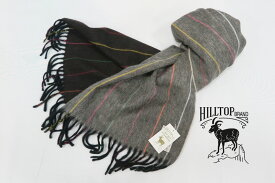 HILLTOP / ヒルトップ マフラー Lambswool×Angora MUFFLERS ( グレー地とダークブラウン地ストライプ )FAH03117A2grey blue(【楽ギフ_包装】