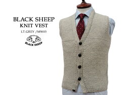 BLACK SHEEP / ブラックシープ 切り替え前開きニットベスト ( LT.GREY ) MW03 ニット/セーター/ジレ/メンズ/紳士 【楽ギフ_包装】