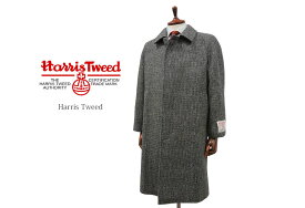 Harris Tweed / ハリスツイード スタンダード・ステンカラーコート ( 黒とグレーの細かなチェック風小柄 ) 9505-41