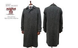 秋冬 【 MADE BY RING JACKET 】 [ HARRIS TWEED / ハリスツイード ] チャコールグレーバーズアイ調ステンカラーコート ( 10F109B ) [ MESSENGER ]