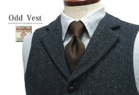 OddVest / オッドベスト HARRIS TWEED/ハリスツイード ベスト ( 限定商品 ) ネップ入り紺系ヘリンボーン ( 襟付き ) ME-909