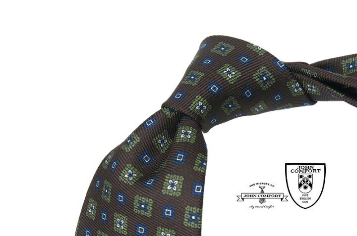 楽天市場】□TRAD SALE！JOHN COMFORT / ジョン・コンフォート  ダークブラウン地にネイビー×モスグリーン×オフホワイトの小紋柄ネクタイ / 小紋タイ ( JCK-128 ) 【楽ギフ_包装】 : トラッド ハウス  フクスミ ジョンコンフォートタイ1