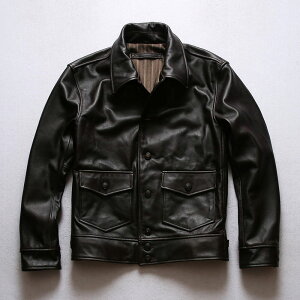 本革ジャケット レザージャケット メンズ バイクジャケット 牛革 カジュアル ライディング バイクウェア 折り襟 シルエット 秋冬用 防風耐磨 ボダン開き 革ジャン 皮ジャン ミリタリー ブル