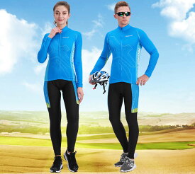 サイクルジャージ レディース/メンズ 上下セット セットアップ 長袖 ロング丈 サイクルウェア 自転車ウェア スポーツ サイクリング ジャージ 春夏秋 吸汗 伸縮 速乾 通気 サイクルパンツ 男女用 サイクリング