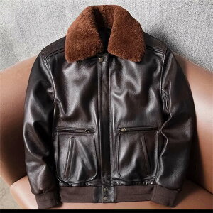 レザージャケット 本革ジャケット メンズ ウールえり 折衿 牛革 黒色 革ジャン ブルゾン ファー衿 ミリタリージャケット バイクジャケット 赤茶色 フライトジャケット バイクウェア 春秋冬