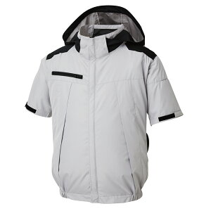 空調風神服 チタン加工半袖ブルゾン (服のみ) (KF92500)遮熱性を備えた高機能ウェア。チタン加工による遮熱効果 天巾と衿の改良により首から抜ける風量が増大。脇ファンで初フルハーネスに
