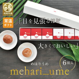 梅干し ギフト プレゼント 内祝い お祝い お返し お礼 梅 はちみつ梅 送料無料 減塩 国産 免疫力アップ 疲労回復 2種類の味を楽しめる！最高級紀州はちみつ梅 超大粒「mehari_ume6粒入」めはりうめ
