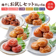 1000円 ポッキリ 梅干し 送料無料 福梅ぼし6味お試しセット各30g×6味 はちみつ 無添加しそ漬 うす塩 こ…