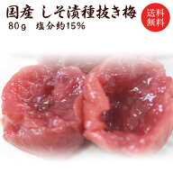 送料無料　国産　梅干し　無添加　しそ漬種抜き梅　80g　福梅ぼし お取り寄せ グルメ