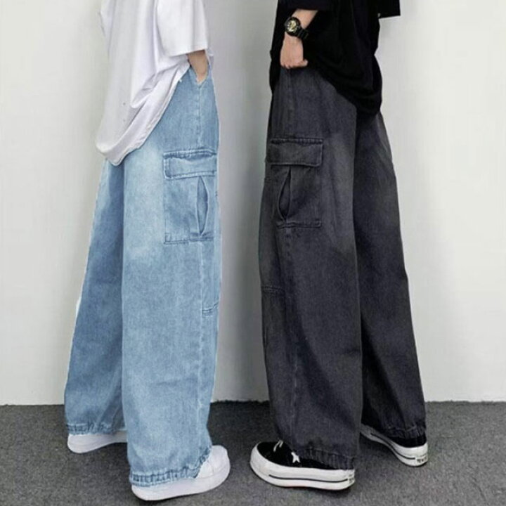 楽天市場】送料無料 デニム カーゴパンツ メンズ ゆったり ワイド  