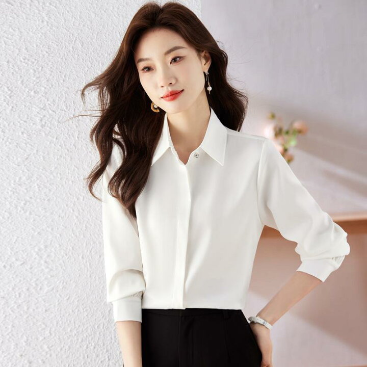 美品 CITYSHOP サテンシャツ シャツパジャマサテン無地 長袖 ロング  
