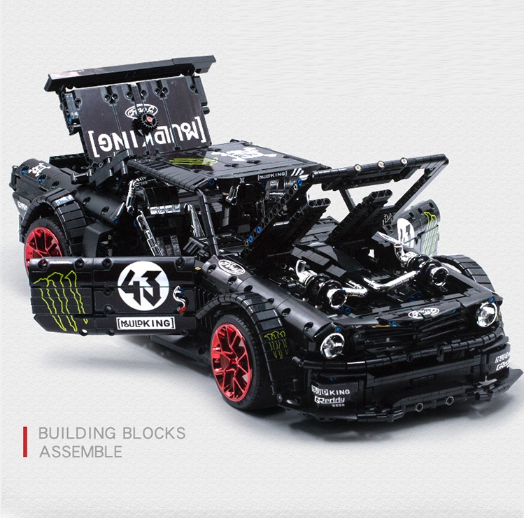 レゴ 互換品 漆黒のマスタング モーターセット フォードマスタング ブラック テクニック スーパーカー スポーツカー レースカー クリスマス  プレゼント レースカー 車 おもちゃ ブロック 知育玩具 入学 お祝い こどもの日 | fulfill dreams