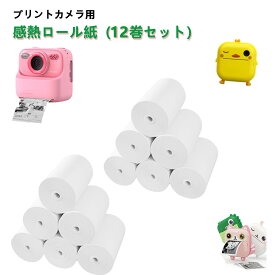 【12巻セット】感熱紙 熱紙カメラ用 キッズカメラ プリントカメラ用 感熱ロール紙 芯なし 幅57mm×外径25mm プリントカメラ キッズカメラ トイカメラ インスタントカメラ