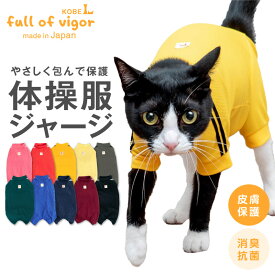 【猫専用】猫用体操服ジャージつなぎ【ネコポス値2】【キャットウエア 秋冬 遊び着 皮膚保護 過剰グルーミング 猫の服】【日本製 国産 犬猫の服 フルオブビガー】