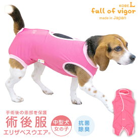 エリザベスカラー の代わりに 中型犬 服 春 中型犬用 術後服 エリザベスウエア(R) 女の子 抗菌 消臭素材 獣医師 去勢 避妊 手術 抗菌 防臭静電気抑制 UVカット 速乾性 柴犬 ビーグル シュナウザー キャバリア 夏 秋 冬犬の服
